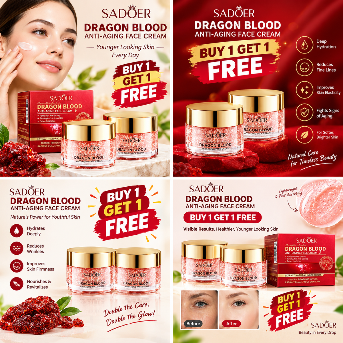 Buy 1 Get 1 Free SADOER Dragon Blood Anti Aging Face Cream