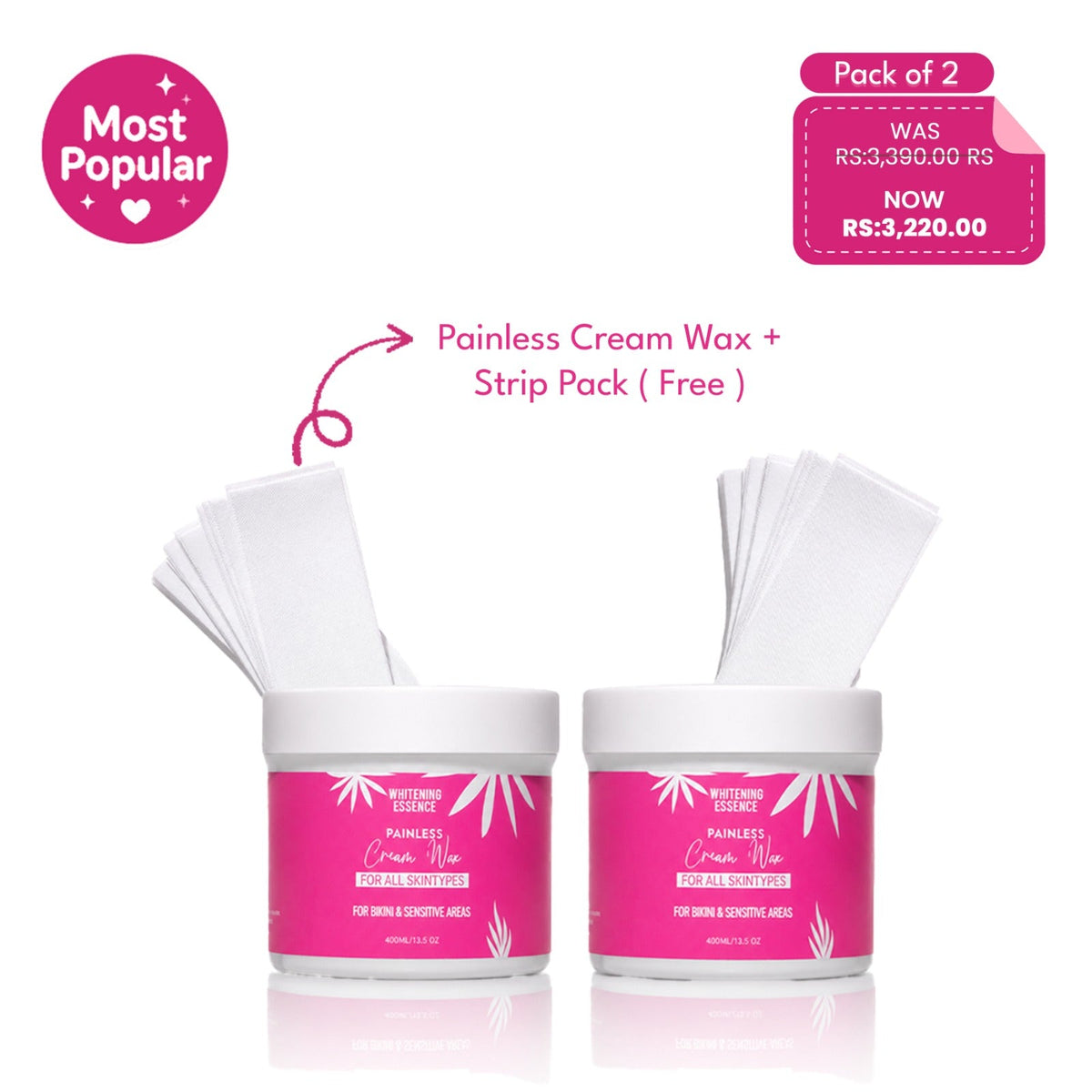 Painless Cream Wax + Strip Pack ( Free )